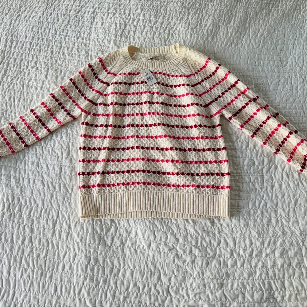 LOFT  Ivory Cream Striped Sweater( Sizes, S,) NEW